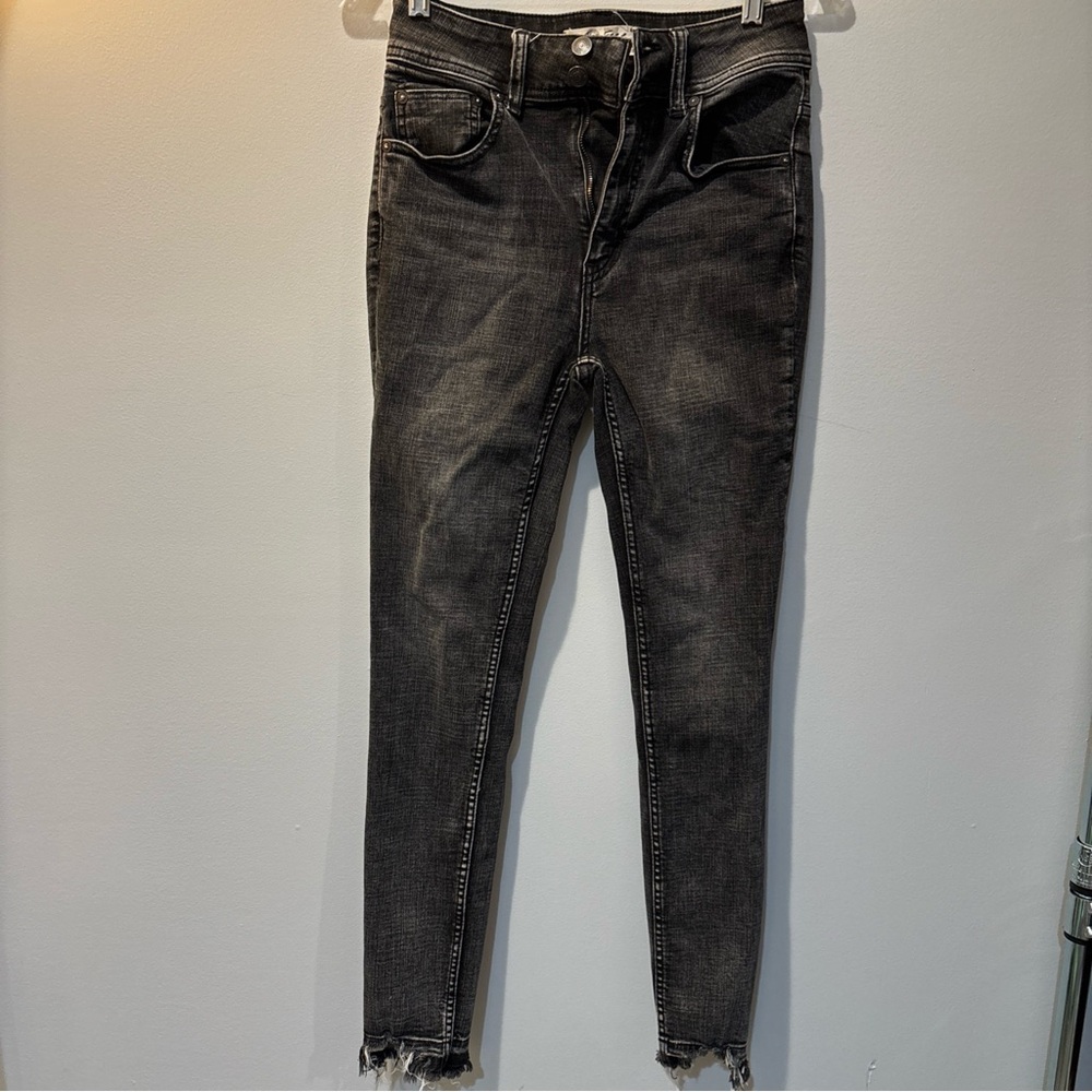 Free People Jeans Women’s 27 Slim Bootcut Faded Black Denim Hight Waist